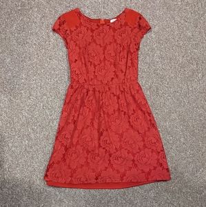 Delia's Size 3/4 Short Sleeve Red Lace Dress